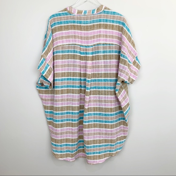FREE PEOPLE Oversized Striped Tunic Top S Linen - Picture 3 of 6